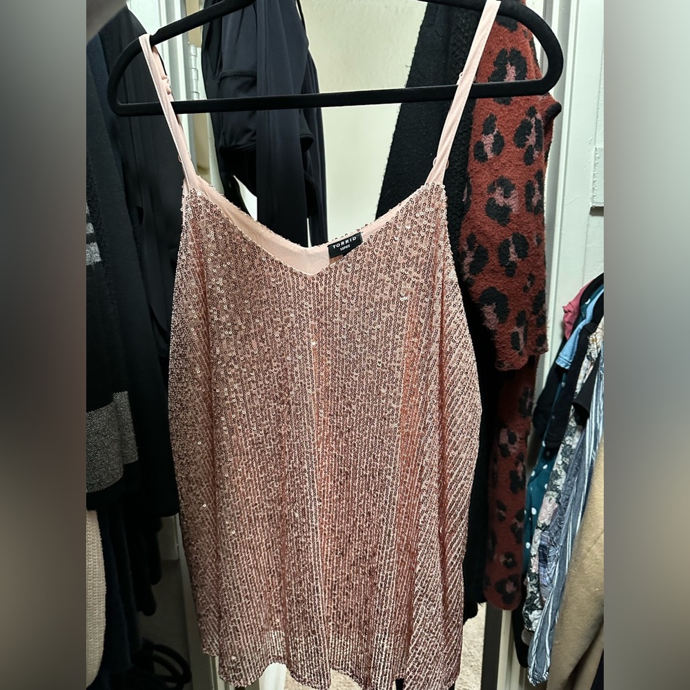 Rose gold sequin swing cami